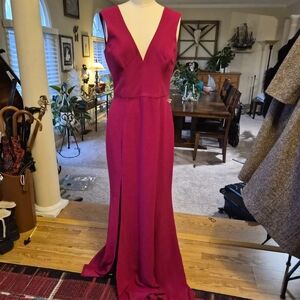 NWT Dress The Population Red Sandra Crepe Trumpet Gown Size Large